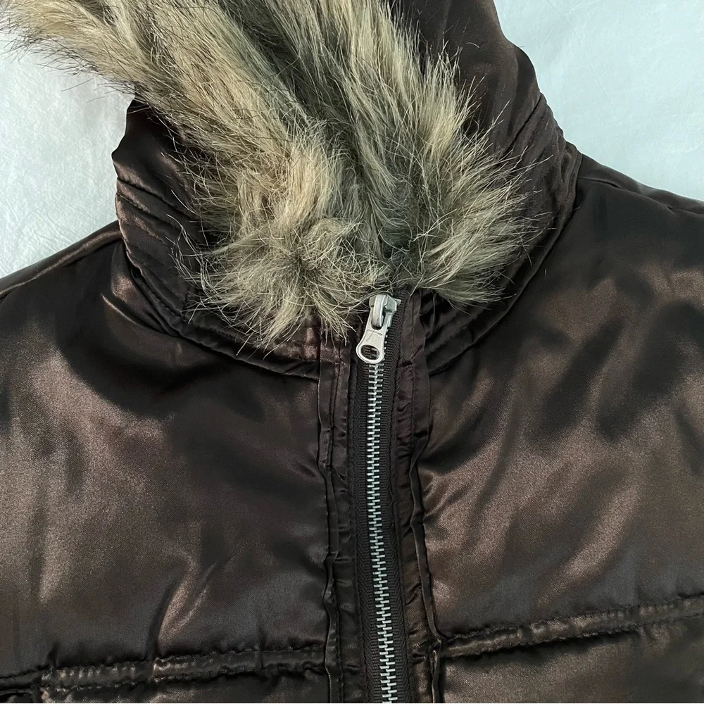 Christin Michaels Girls Vest with Faux Fur Zip Hood and Waist Belt (size: L)